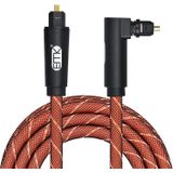 EMK 90 Degree Swivel Adjustable Right Angled 360 Degrees Rotatable Pulg Nylon Woven Mesh Optical Audio Cable  Cable Length:1m(Orange)