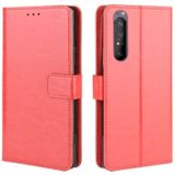 For Sony Xperia 1 II Retro Crazy Horse Texture Horizontal Flip Leather Case  with Holder & Card Slots & Photo Frame(Red)