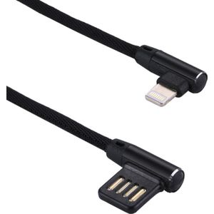 1m 2.4A Output USB to 8 Pin Double Elbow Design Nylon Weave Style Data Sync Charging Cable For iPhone 11 Pro Max / iPhone 11 Pro / iPhone 11 / iPhone XR / iPhone XS MAX / iPhone X & XS / iPhone 8 & 8 Plus / iPhone 7 & 7 Plus (Black)