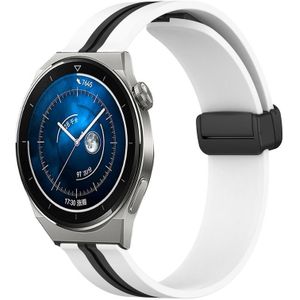 Voor Huawei Watch GT3 Pro 46mm 22mm Opvouwbare magnetische sluiting siliconen horlogeband (wit + zwart)