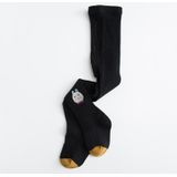 Children Pantyhose Knit Girls Cartoon Embroidery Bottoming Tights Size: M 3-5 Years Old(Black)