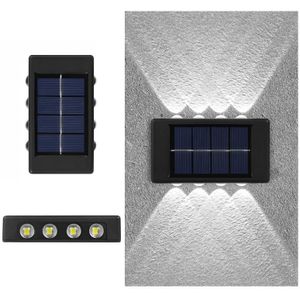 8LED NiMH Solar Wandlamp Outdoor Waterdicht Op en neer Tweekoppige Spotlights (Wit Licht)