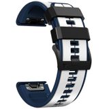 For Garmin Fenix 5 Plus 22mm Silicone Sports Two-Color Watch Band(White+Dark Blue)