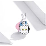 S925 Sterling Silver Bunny Girl Beads DIY Bracelet Necklace Accessories