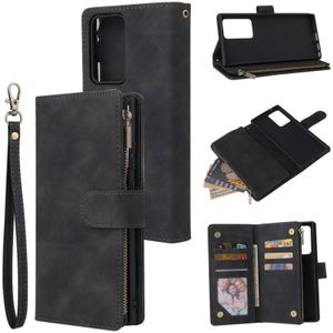 For Samsung Galaxy Note20 Multifunctional Retro Frosted Horizontal Flip Leather Case with Card Slot & Holder & Zipper Wallet & Photo Frame & Lanyard(Black)