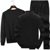 3 in 1 Herfst Thin Velvet Round Neck Bottoming Shirt + Stand Collar Cardigan Jacket + Broek Casual Sports Suit for Men (Color:Black Size:Xxl)