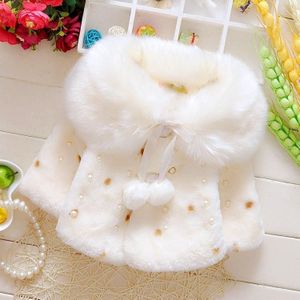 Girls Cloak Thickened Warm Cloak (Color:White Size:100)