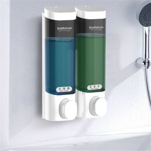 Bosharon Shampoo Shower Gel Box Household Hand Sanitizer Box Bathroom Wall-mounted Punch-free Double-head Soap Dispenser  Style:Double Grid(White)