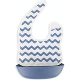 Baby Easy Clean Eating Bib Stereo Waterproof Ultra-light Rice Pocket(Blue wavy pattern)