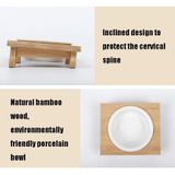 Bamboo And Wood Ceramic Cat Bowl Pet Supplies  Specification: Double Bowl