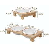 Bamboo And Wood Ceramic Cat Bowl Pet Supplies  Specification: Double Bowl