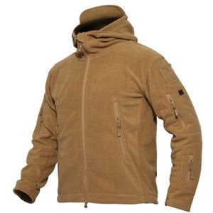 Fleece Warme Mannen Thermische Ademende Hooded Coat (Bruin)