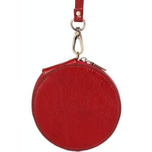 K058 Retro Cute Round Coin Storage Bag Casual Clutch(Dark Red)