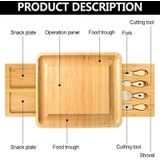 39 x 33 x 3.8cm Natural Bamboo Cheese Board +4 Mes Set