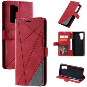 For Huawei nova 7 SE Skin Feel Splicing Horizontal Flip Leather Case with Holder & Card Slots & Wallet & Photo Frame(Red)