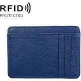 KB37 Antimagnetic RFID Litchi Texture Leather Card Holder Wallet Billfold for Men and Women (Blue)