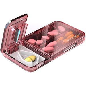Westwood TP004 Mini Square Portable slijpverdeler Doseer medicijnboxen (Satin Red)