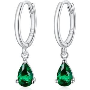 S925 Sterling Silver Water Drop Zircon Women Earrings(Green)