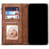 Voor Samsung Galaxy Note20 Retro Frosted Horizontale Flip Lederen Case met Houder & Card Slot & Portemonnee & Rits Pocket & Lanyard (Brown)