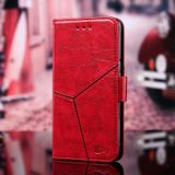 For OnePlus 6 Geometric Stitching Horizontal Flip TPU + PU Leather Case with Holder & Card Slots & Wallet(Red)