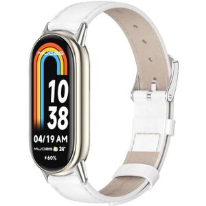 Voor Xiaomi Mi Band 8 Mijobs lederen horlogeband (wit zilver)