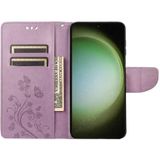 Voor Samsung Galaxy S23 Ultra 5G vlinder bloemenpatroon flip lederen telefoonhoes