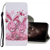 Voor Samsung Galaxy S22 5g gekleurd tekenpatroon Lederen telefoonhoesje (schattig konijn)