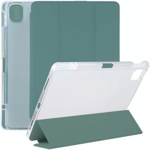 For Xiaomi Mi Pad 5 Pen Slot Transparent Back Cover Leather Tablet Case(Green)