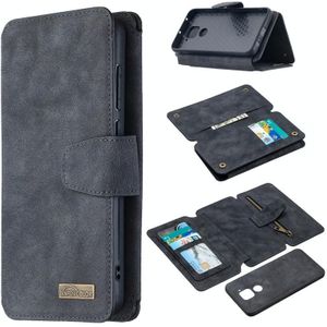 For Xiaomi Redmi Note 9 Detachable Frosted Magnetic Horizontal Flip Leather Case with Card Slots & Holder & Zipper Wallet & Photo Frame(Black Blue)