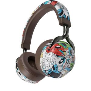 VJ086 Graffiti Headset Wireless Sports Bluetooth Headset Water Transfer Color Print Headset  Support TF  FM(Dazzle Colour)