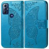 Voor Motorola Moto G Play 2023 Butterfly Love Flower reliëf flip lederen telefoonhoes