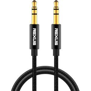 REXLIS 3629 3.5mm Male to Male Car Stereo Gold-plated Jack AUX Audio Cable for 3.5mm AUX Standard Digital Devices  Length: 1m