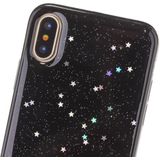 For  iPhone X / XS  Dream Sky Style Black Epoxy Dripping + Star Glitter Powder Soft Protective Case