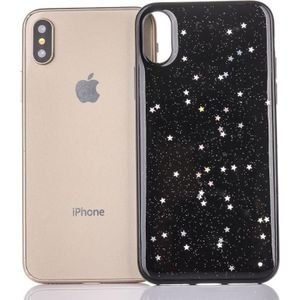For  iPhone X / XS  Dream Sky Style Black Epoxy Dripping + Star Glitter Powder Soft Protective Case