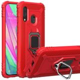 Voor Galaxy A40 Carbon Fiber Beschermhoes met 360 graden roterende ringhouder(rood)