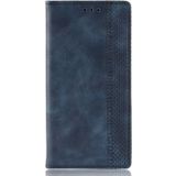 For Motorola Moto E (2020) Magnetic Buckle Retro Crazy Horse Texture Horizontal Flip Leather Case  with Holder & Card Slots & Photo Frame(Blue)