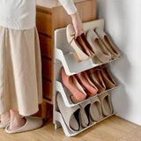 2 PCS Home Multi-layer Simple And Small Space-saving Shoe Rack(Off-white)