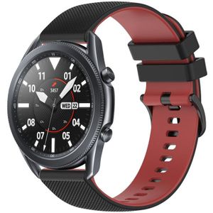 Voor Samsung Galaxy Watch3 45 mm 22 mm geruite tweekleurige siliconen horlogeband (zwart + rood)