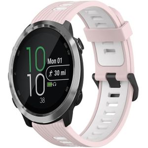 Voor Garmin Forerunner 645 20 mm verticaal patroon tweekleurige siliconen horlogeband (roze+wit)