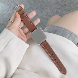 Three Lines Canvas Replacement Strap Watchband For Apple Watch Series 6 & SE & 5 & 4 44mm / 3 & 2 & 1 42mm(Brown)