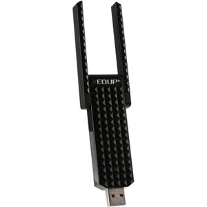 EDUP EP-AC1631 600Mbps Dual Band 11AC USB Wireless Adapter WiFi Network Card with 2 Antennas & Base for Laptop / PC (Black)