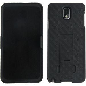 180 Degree Rotation Plastic Case + Plastic Back Cover with Belt Clip Stand for Galaxy Note III / N9000 (Black)