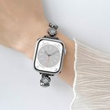 Voor Apple Watch SE 2023 44 mm diamanten klavertje vier metalen ketting horlogeband