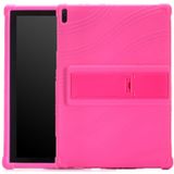 For Lenovo Tab E10 Tablet PC Silicone Protective Case with Invisible Bracket(Rose Red)