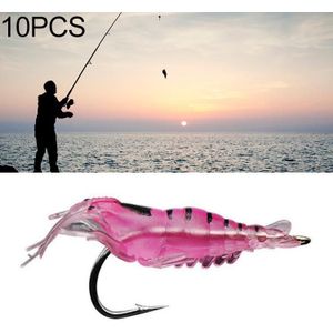 10 PCS 4cm Fishing Soft Artificial Shrimp Bait Lures Popper Poper Baits with Hook (Pink)
