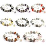 Ladies Crown Colorful Crystal Beaded Bracelet Handmade Glass Bead Bracelet Length: 19cm(DZ29)