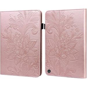 For Amazon Kindle Fire HD 10 2021 / HD 10 Plus 2021 Lace Flower Embossing Pattern Horizontal Flip Leather Case with Holder & Card Slots & Wallet & Photo Frame(Rose Gold)