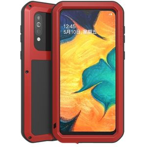 For Galaxy A40s LOVE MEI Metal Shockproof Waterproof Dustproof Protective Case(Red)