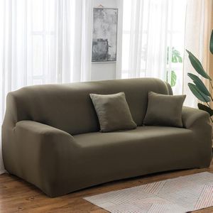 Four Seasons Solid Color Elastic Full Coverage Non-slip Sofa Cover(Army Green)