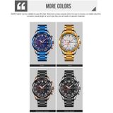 SKMEI 9192 Men Calendar Timing Stainless Steel Belt Luminous Quartz Watch(Gold)